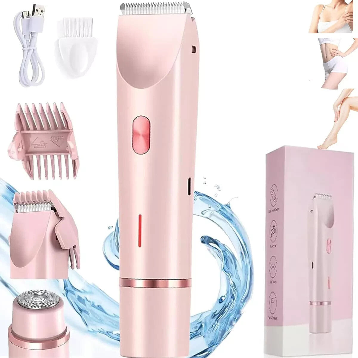 Dual Head Waterproof Electric Women’s Shaver for Sensitive Areas - Rechargeable & Portable