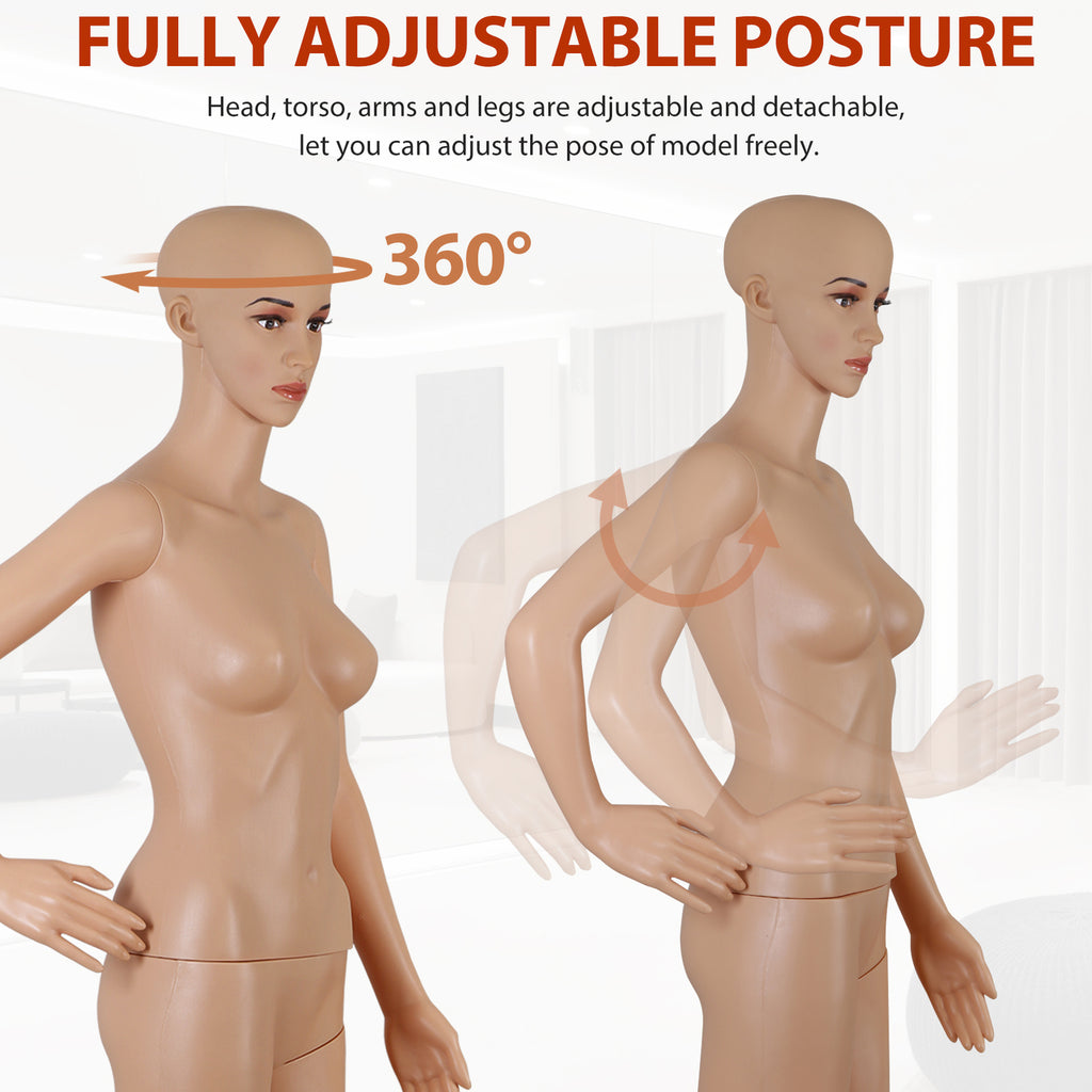 Female Full Body Dress Form Mannequin - Adjustable Realistic Display with Base Stand