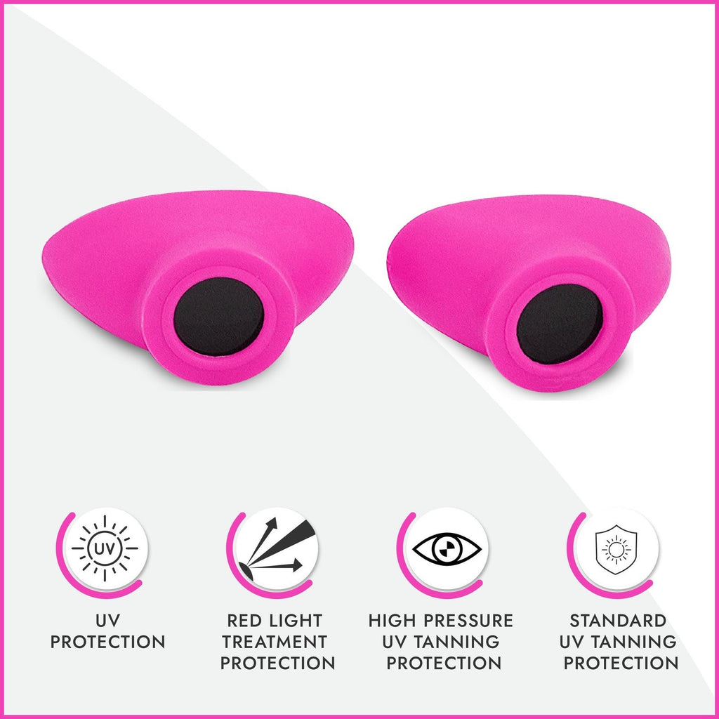Pink UV Eye Protection Goggles for Tanning Beds - Slim, Strapless, FDA Compliant