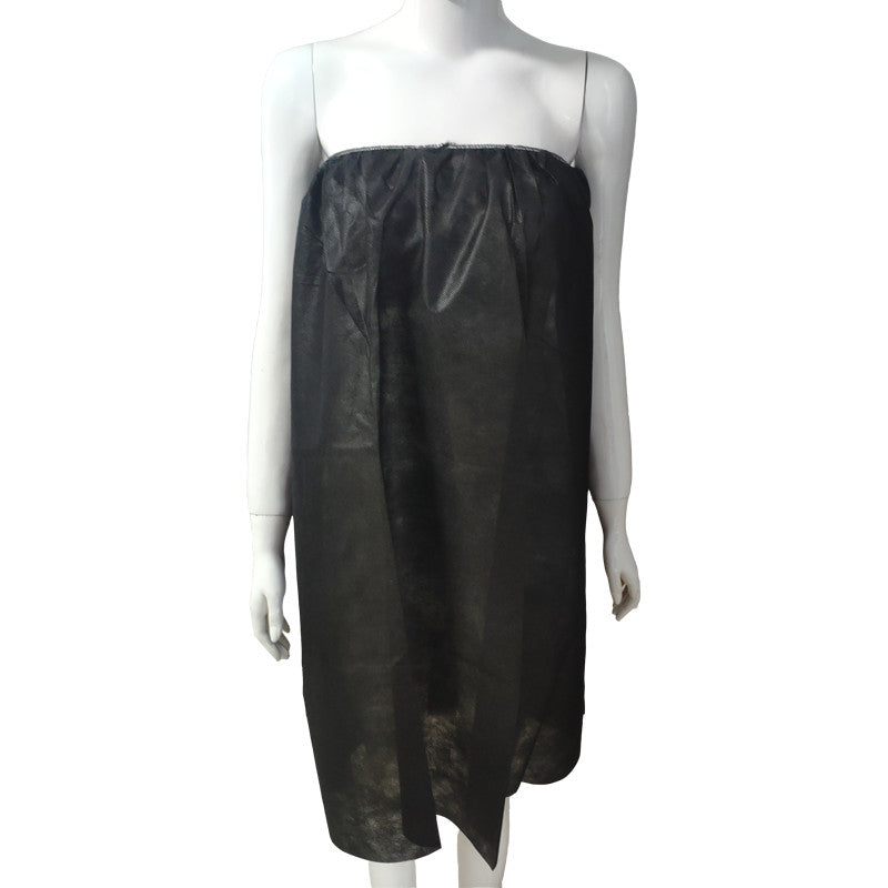 Disposable Spa Wrap Bathrobe Black 15 Pack - Lightweight Non-Woven Material