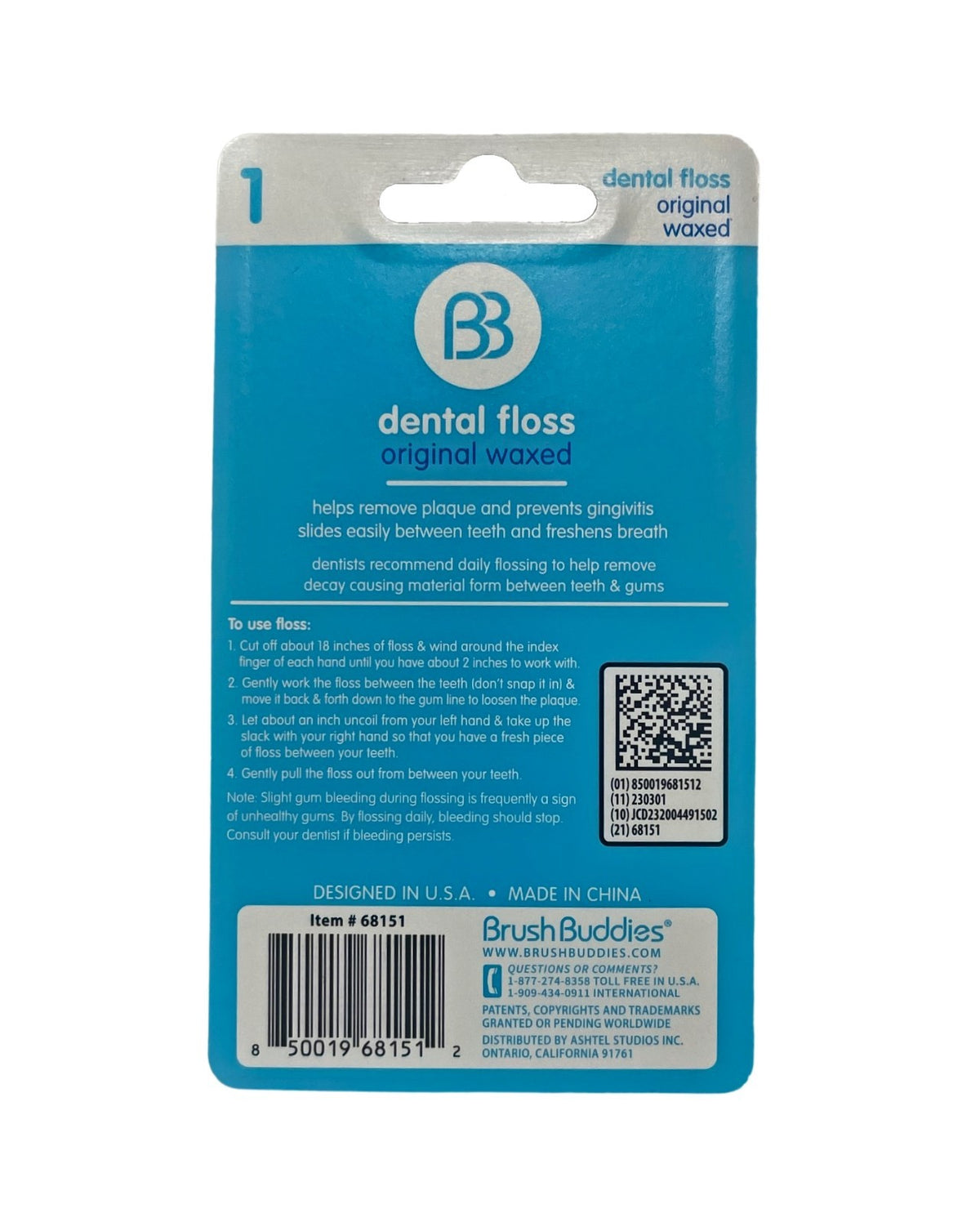 Waxed Dental Floss 100 Yards - 6 Pack for Effective Plaque Removal