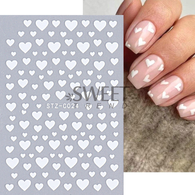 3 Sheets Nail Art Stickers Decals Transfer Valentine Heart Design