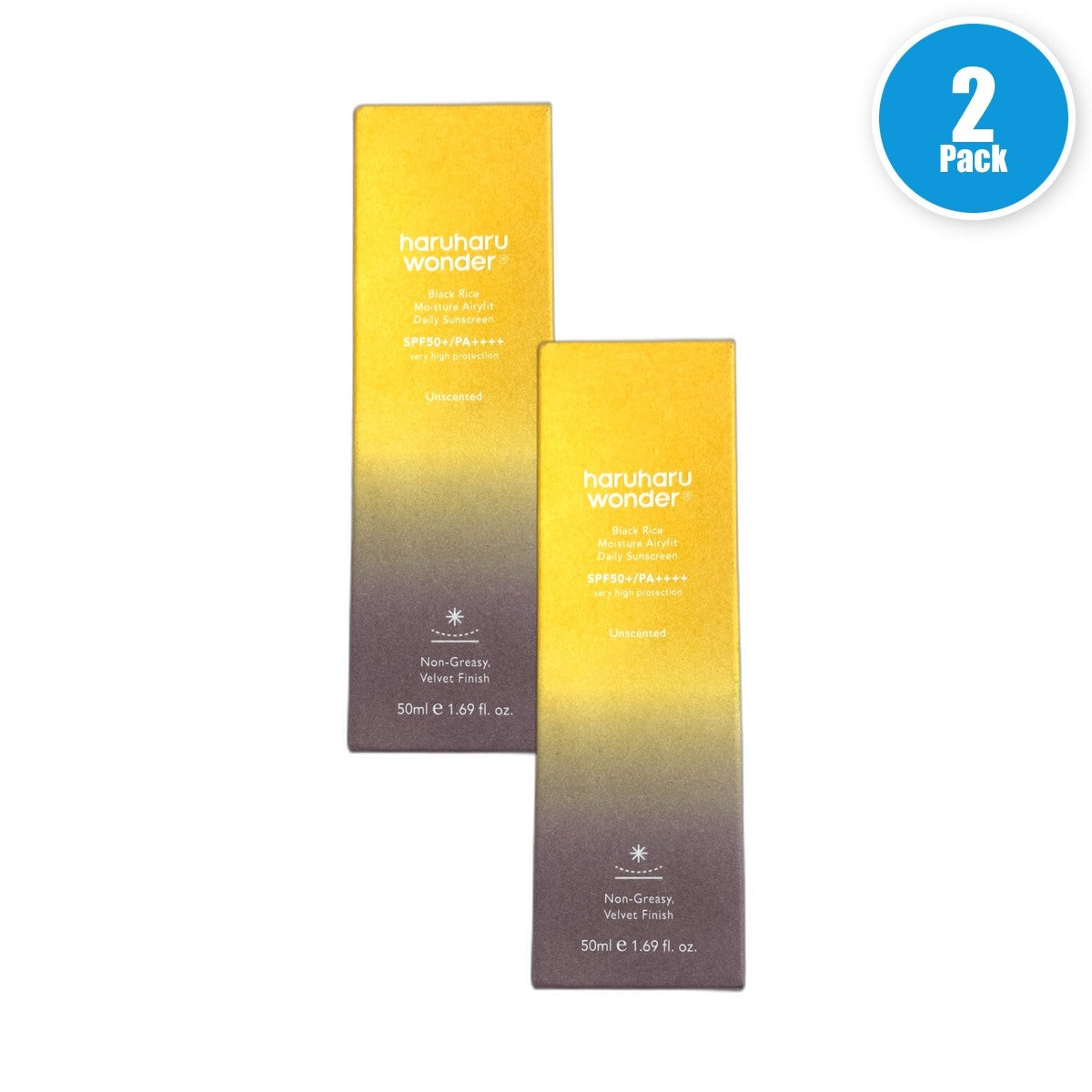 Black Rice Moisture Sunscreen SPF 50+ - Lightweight Hydrating Face Sunscreen - Pack of 2