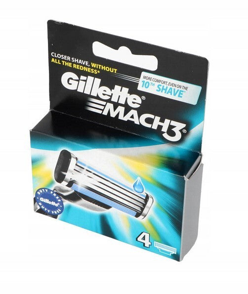 Gillette Mach3 Razor Blade Refills - 4 Cartridges for Close Shave