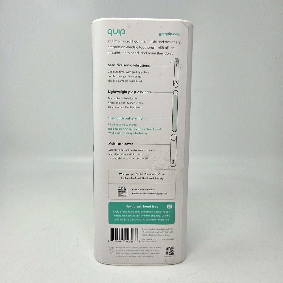Electric Toothbrush for Dental Hygiene - Green & White, New
