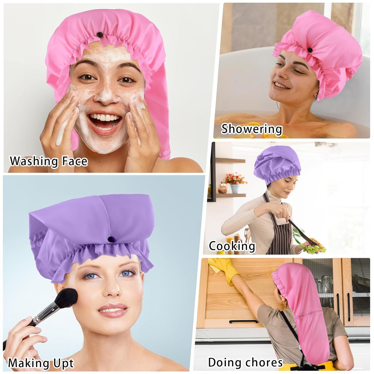 Large Waterproof Shower Cap for Braids & Long Hair - Extra Long, Reusable