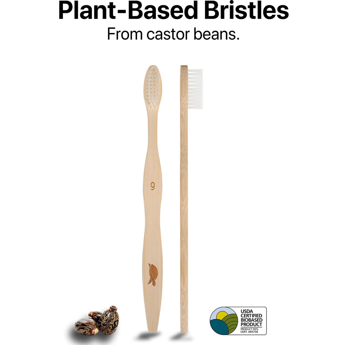 Eco-Friendly Bamboo Toothbrushes Pack of 10 with Plant-Based Bristles