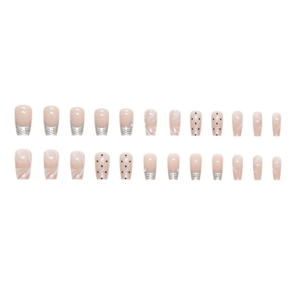 48-Pack Black Polka Dot Silver Foil Marble Nail Wraps for Nail Art