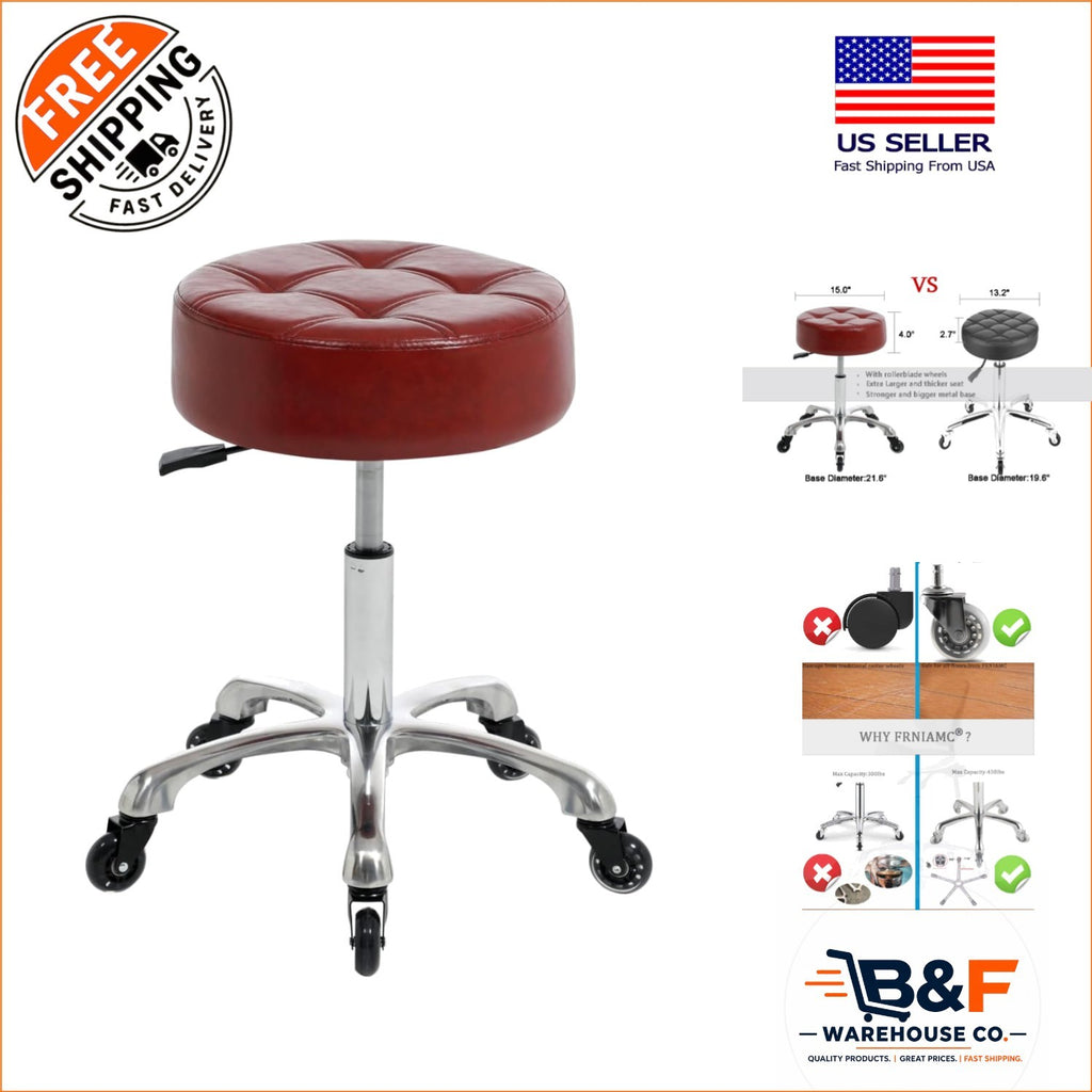 Adjustable Salon & Office Swivel Chair - Red Cinnamon, Heavy-Duty Support