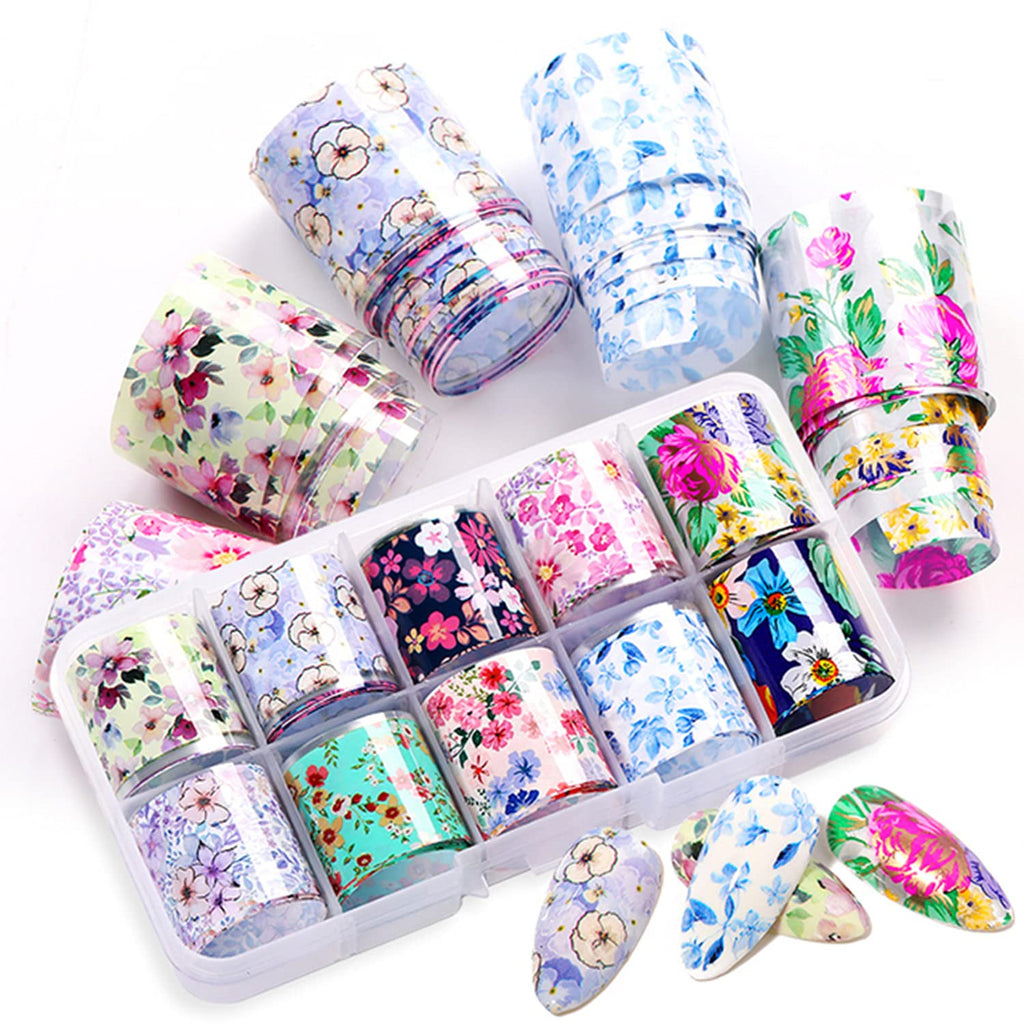 Nail Art Foil Transfer Sheets - 30 Rolls Floral & 3D Designs for Nails