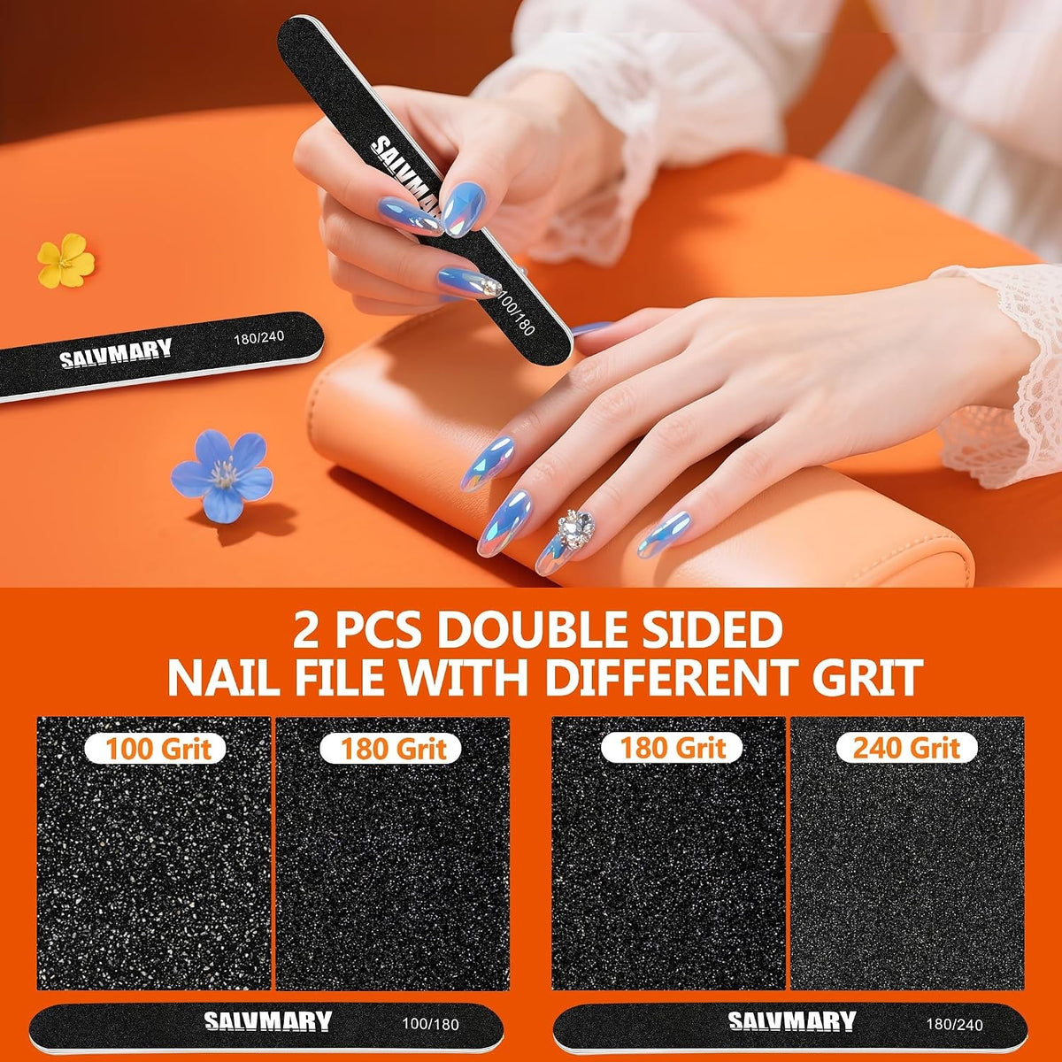 Professional Nail Files and Buffers Set with Double Sided Grits for Manicure & Pedicure