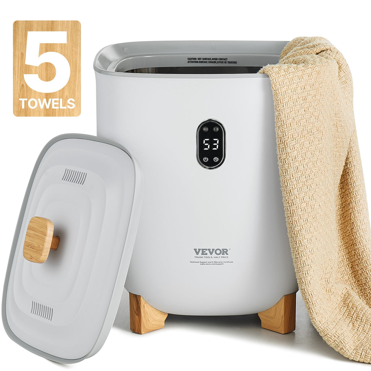 25L Towel Warmer Bucket with LED Timer & Temperature Control, Gray