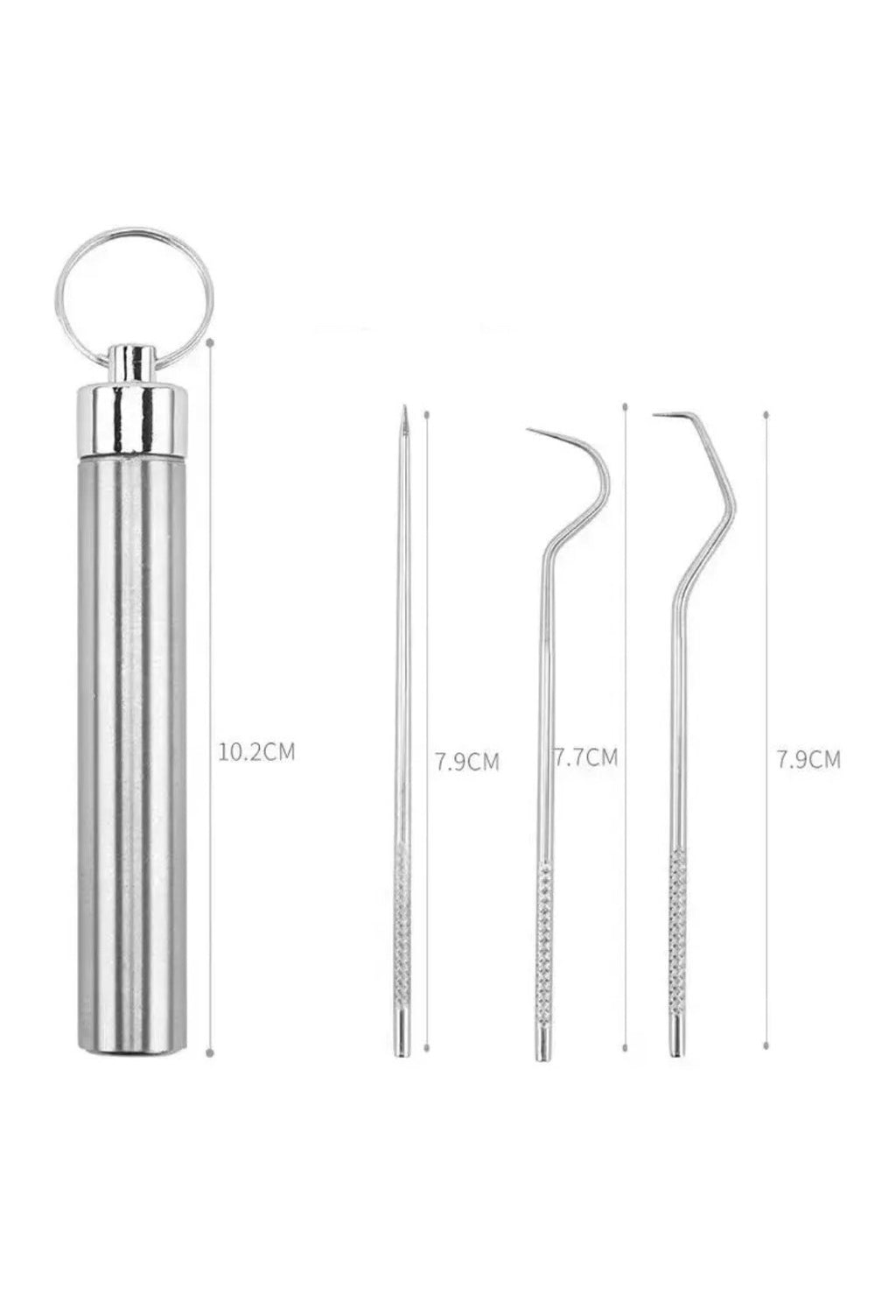 7PCS Reusable Metal Toothpick Set with Storage Tube - Stainless Steel Oral Care
