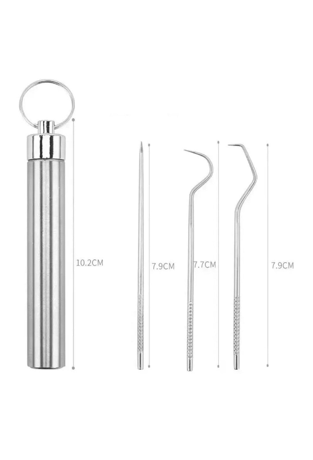 7PCS Reusable Metal Toothpick Set with Storage Tube - Stainless Steel Oral Care