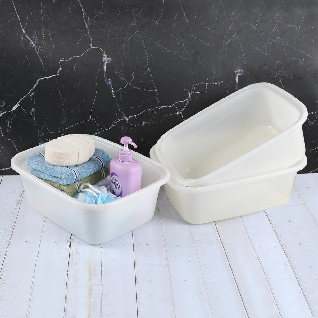 16 Quart Plastic Wash Basin Dish Pan - 3 Pack Kitchen Sink Tubs