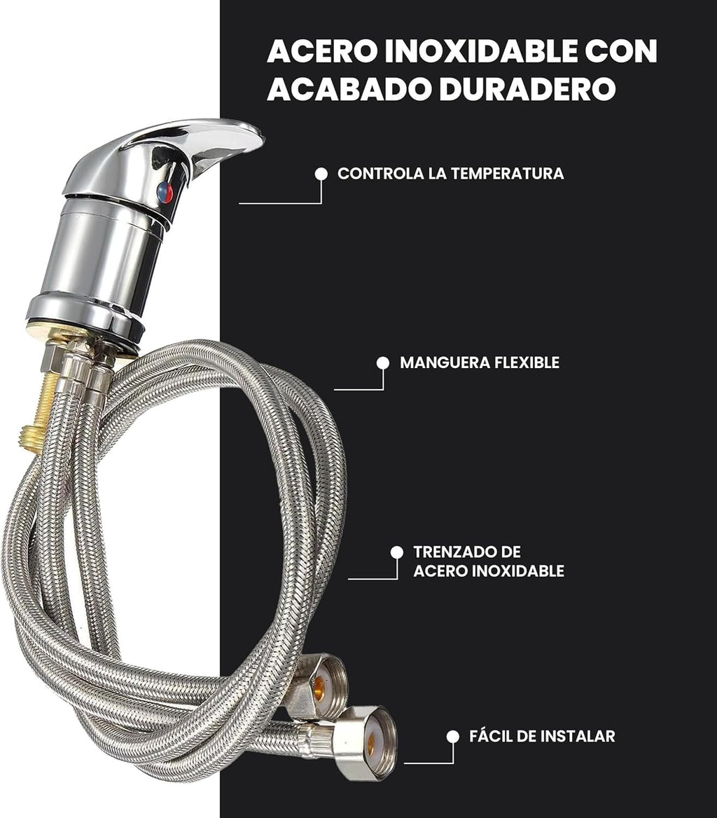 Chrome Salon Shampoo Bowl Faucet with 31.49-Inch Hose Hot & Cold Water