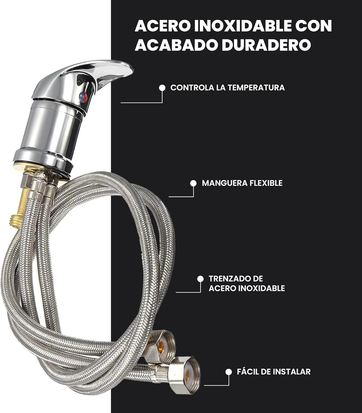 Chrome Salon Shampoo Bowl Faucet with 31.49-Inch Hose Hot & Cold Water