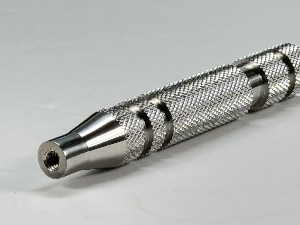 316 Stainless Steel Safety Razor Handle - Made in USA, Knurled, 95mm