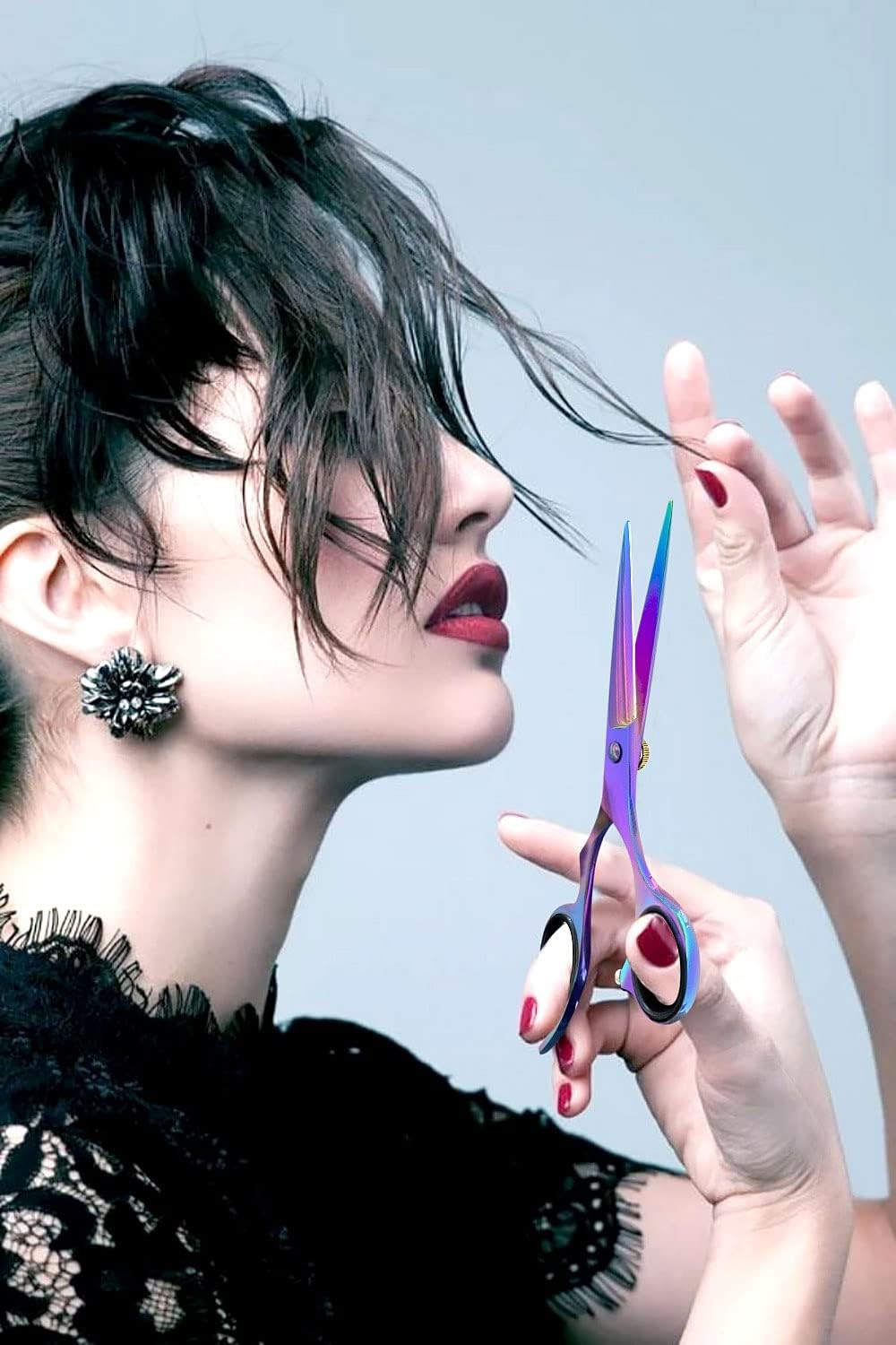 Salon Hair Cutting Scissors with Leather Pouch - Razor Sharp Blades for Men & Women