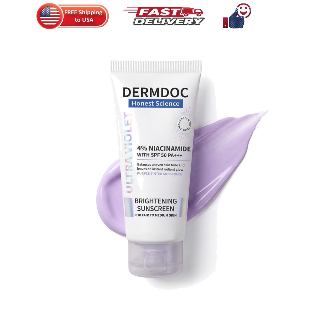 SPF 50 Face Sunscreen with Niacinamide No White Cast Lightweight Protects Skin