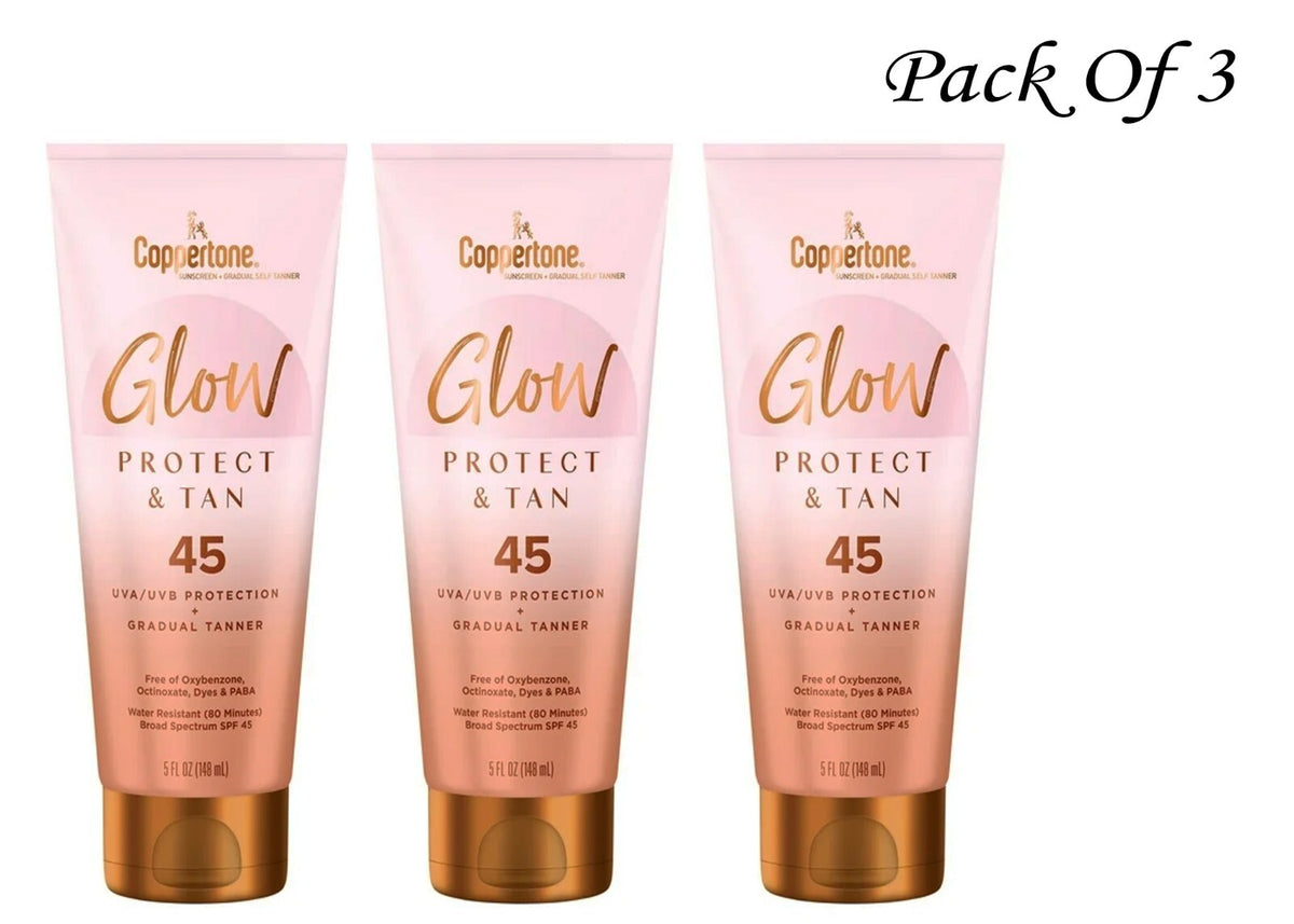 SPF 45 Sunscreen Lotion with Self Tanner - Water Resistant, Tan Protect 3 Pack