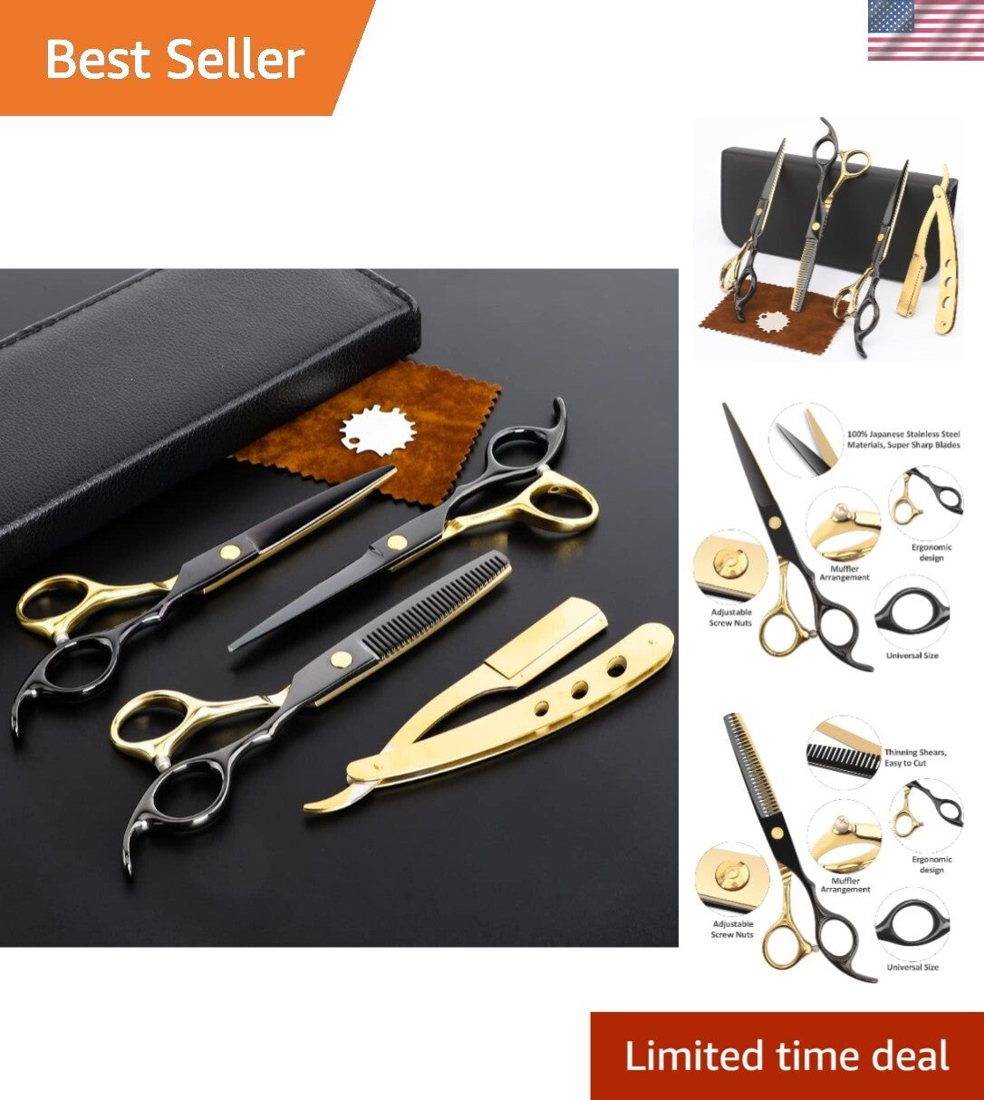 Professional Hairdressing Scissors 6.7 Inch with Leather Case - Salon & Barber Use