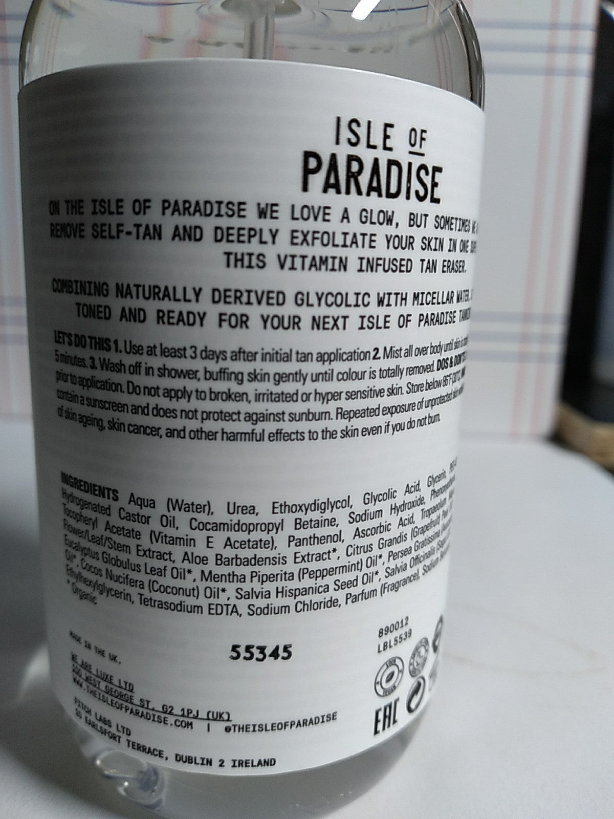 Self Tan Eraser - Isle of Paradise Over It Magic Self-Tan Remover, 6.76 fl oz