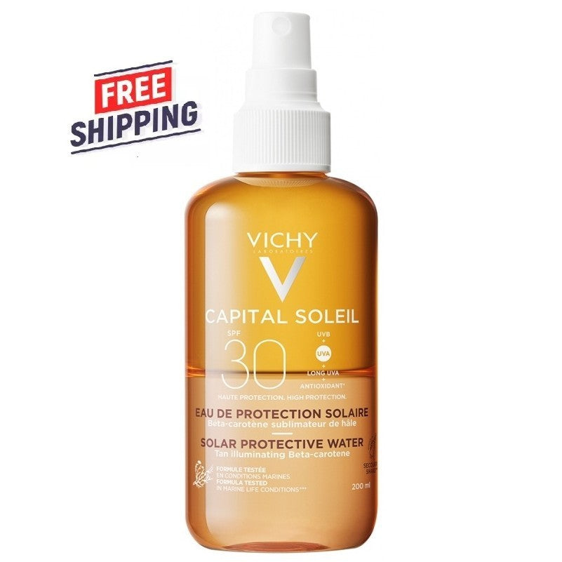 Vichy Sun Protection Water SPF30 for Face and Body, Water-Resistant, 200ml