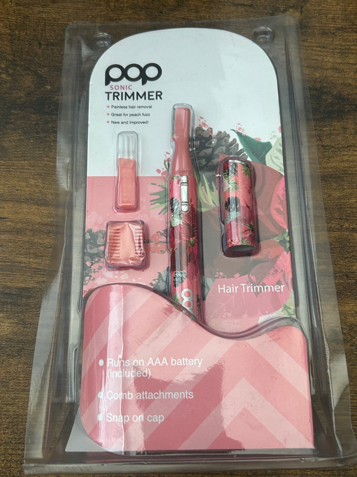 Pink Floral Painless Hair Removal Trimmer for Face & Body with Attachments
