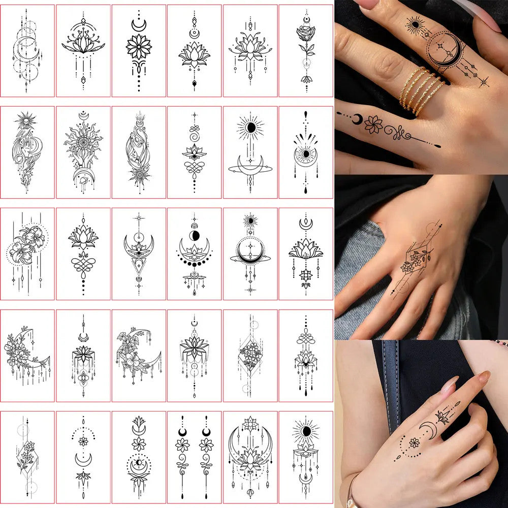 Waterproof Temporary Tattoos Set – Butterfly, Rose & Feather Stickers (Disposable)