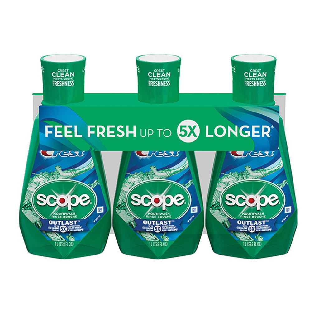Crest Mint Mouthwash Outlast 33.8 Fl Oz 3-Pack - Fresh Breath Oral Care