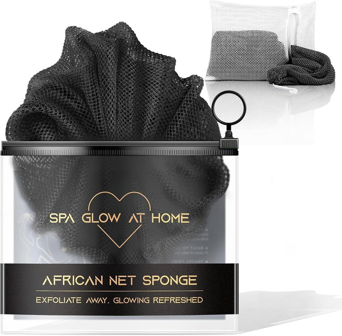 Black African Net Sponge for Exfoliation & Full-Body Shower Spa