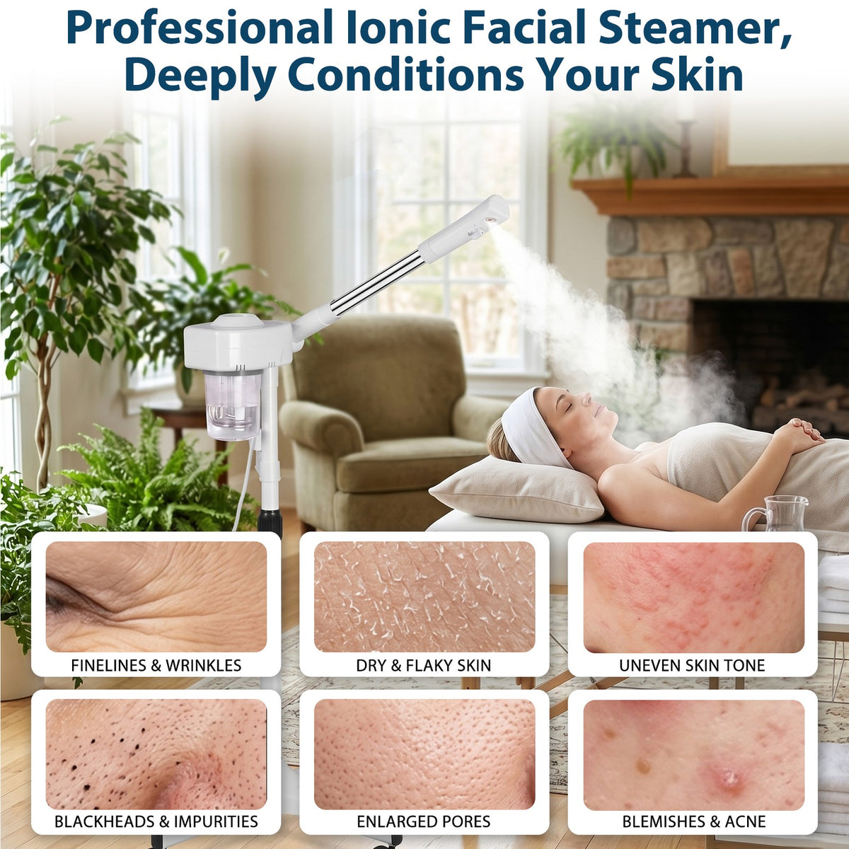 Professional Facial Steamer with Adjustable Swing Arm and Ozone UV Spa for Skin Care