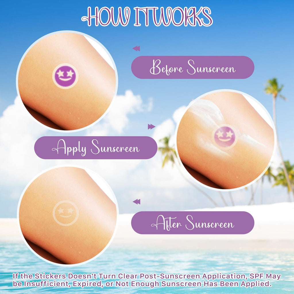 80 Pcs Waterproof UV Sunscreen Detection Stickers for Kids & Adults