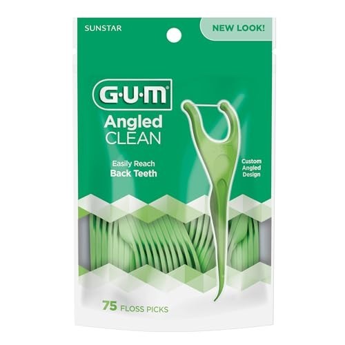 Angled Dental Floss Picks Fresh Mint 75 Count Pack - Easy Reach & Flossing