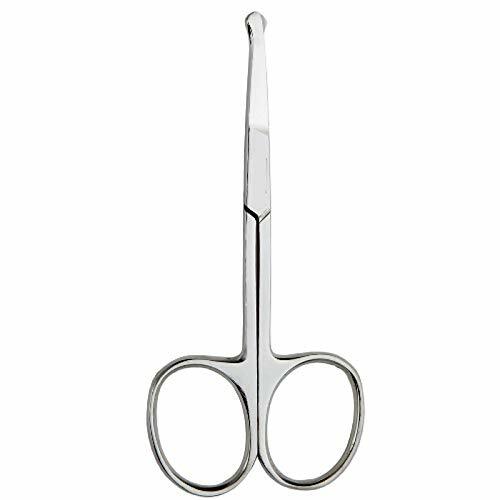 Nose & Ear Hair Trimmer Scissors with Safety Tips - 4.5 Inch Curved Stainless Steel