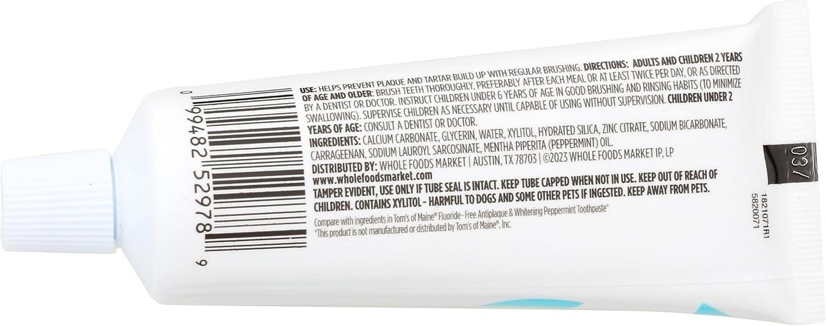 Cruelty-Free Travel Toothpaste 3 oz - Natural Mint, Fluoride-Free, Plant-Derived