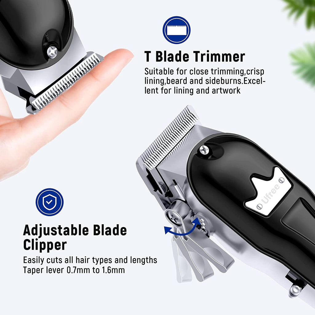Professional Cordless Hair Clippers & Trimmer Set for Men - Black