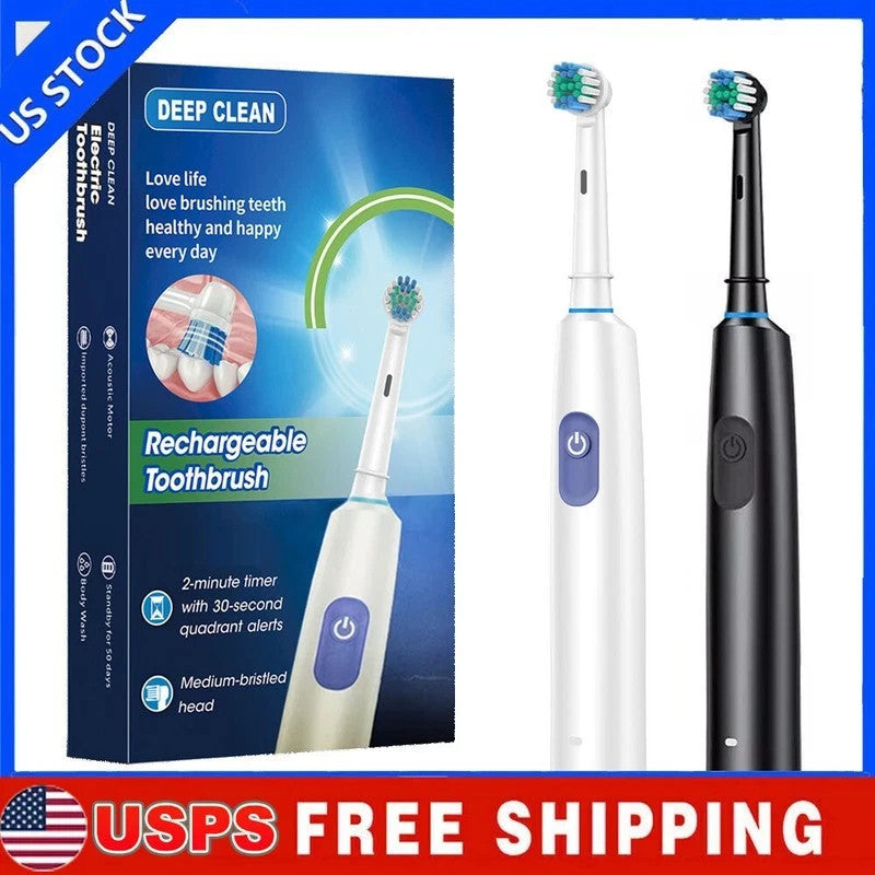 Rechargeable Electric Toothbrush with 5 Modes and Rotating Brush Heads