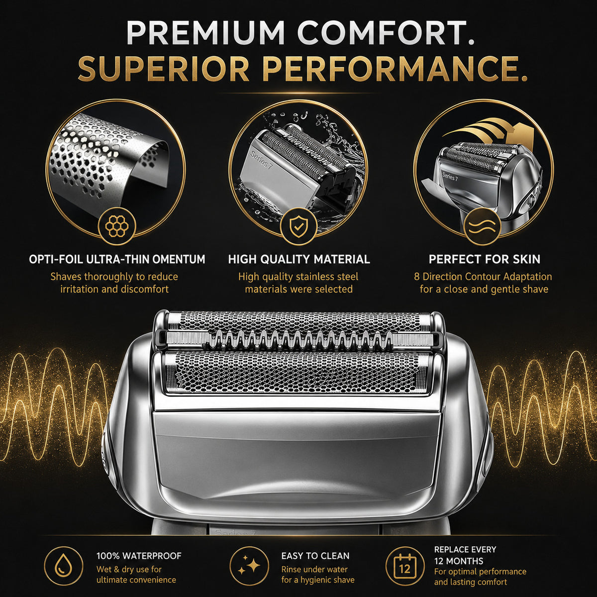 Replacement Foil Shaver Head for Braun Series 7 70S 790cc 760cc 750cc 735s 730 - Pack Options