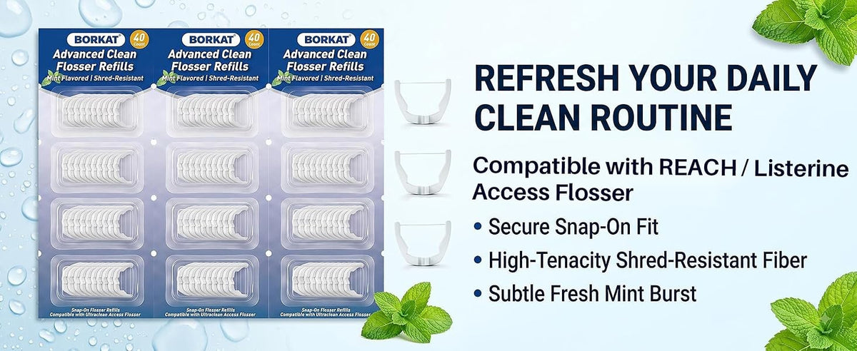Dental Floss Refills for Power Flossers - 40 Count, Mint Flavor, Easy-Clean