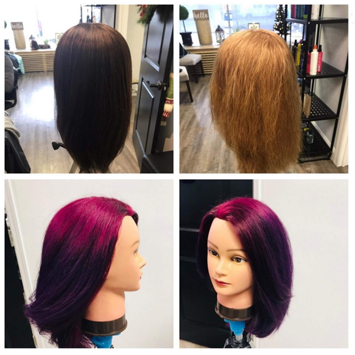 Dark Brown Human Hair Styling Head for Kids & Hairdressing Practice, 20-22 Inches
