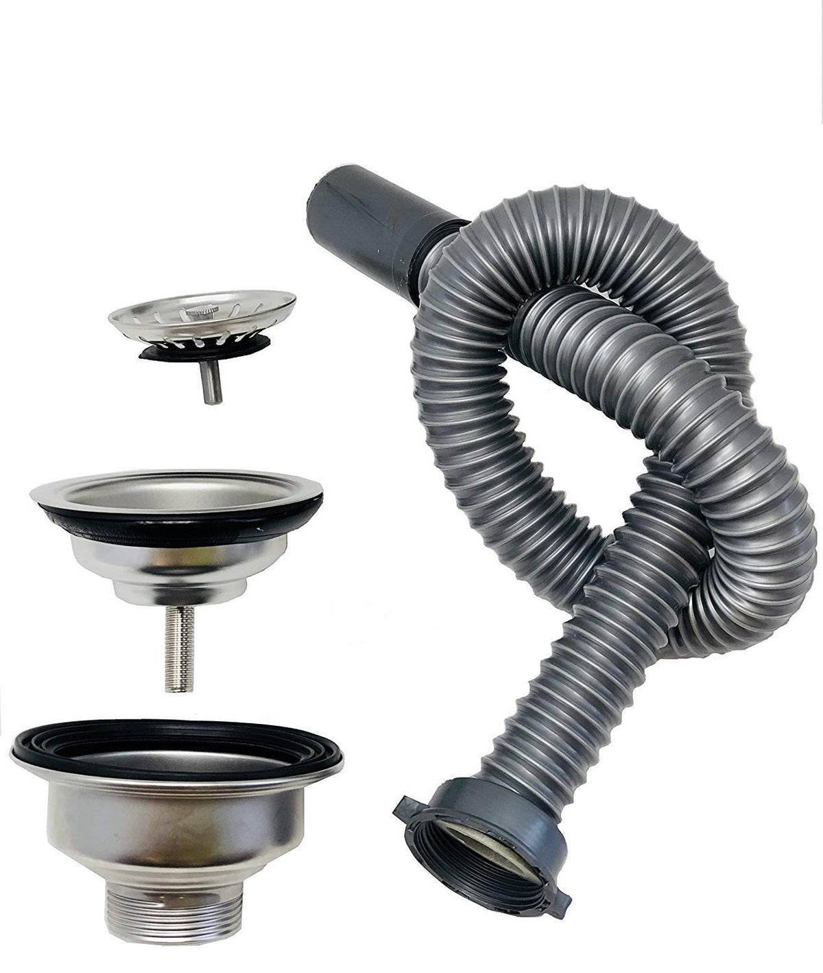 Salon Shampoo Bowl with Drain Assembly & Flexible Hose - Durable Stainless Steel