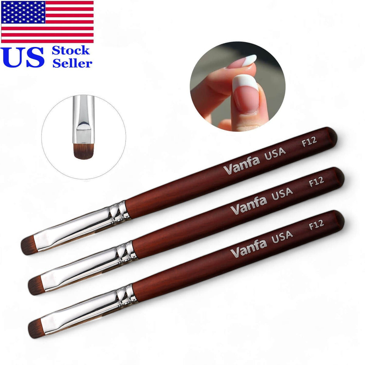 French Nail Brush for Gel Polish - Pack of 3 Professional Nail Art Tools