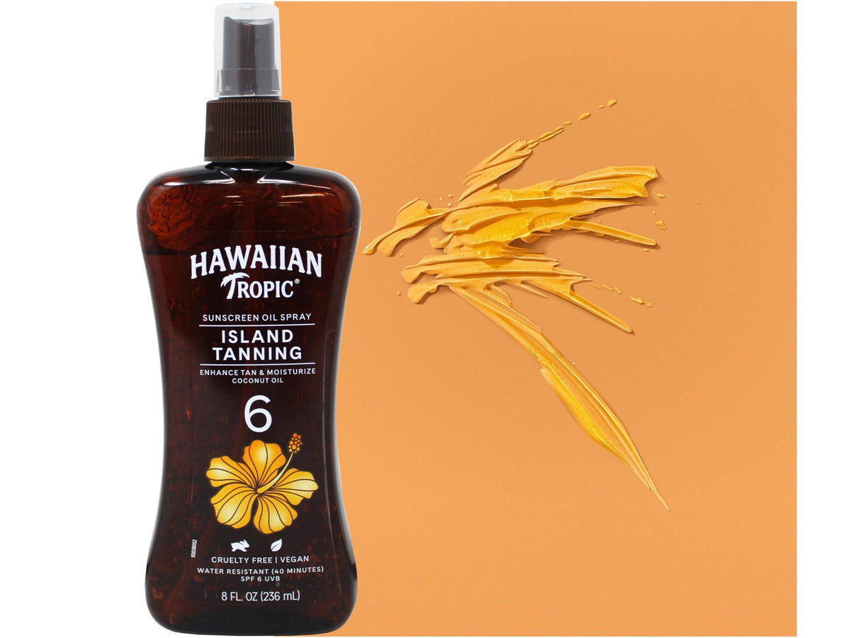 Hawaiian Tropic Island Tanning Sunscreen Oil Spray SPF 6 Coconut Oil 8 OZ 4 Pack