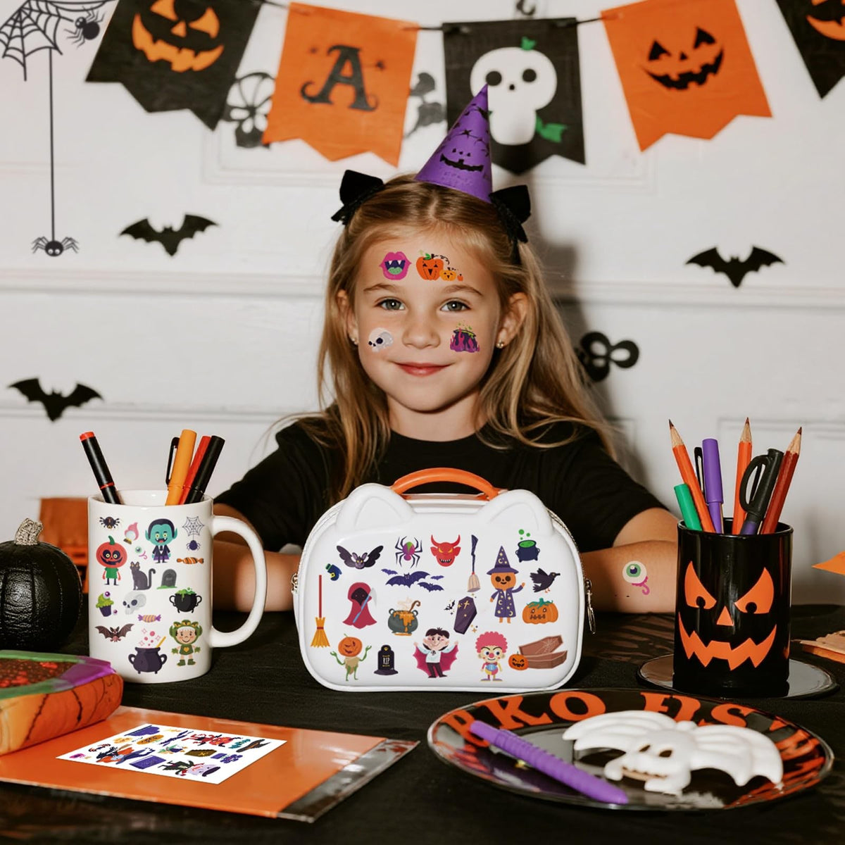 Halloween Temporary Tattoos for Kids - 260+ Designs on 20 Sheets (Pack of 1), Colorful