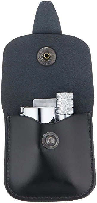 Travel Safety Razor with Leather Case - Merkur Open Comb Double Edge Shaver