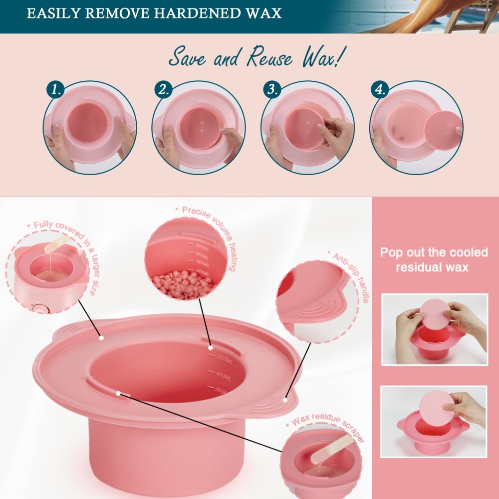 Professional Waxing Kit with Heater, 400G Hard Wax Beans & Accessories
