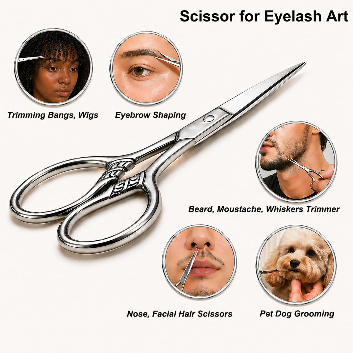 Small Precision Scissors 3.5 Inch for Grooming & Crafting - Stainless Steel