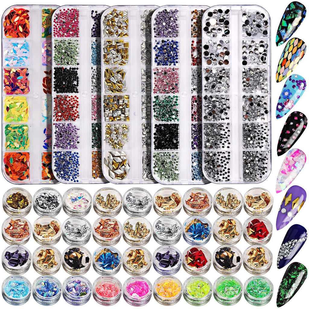 41-Box Nail Rhinestones Gems Kit for Nail Art & Design